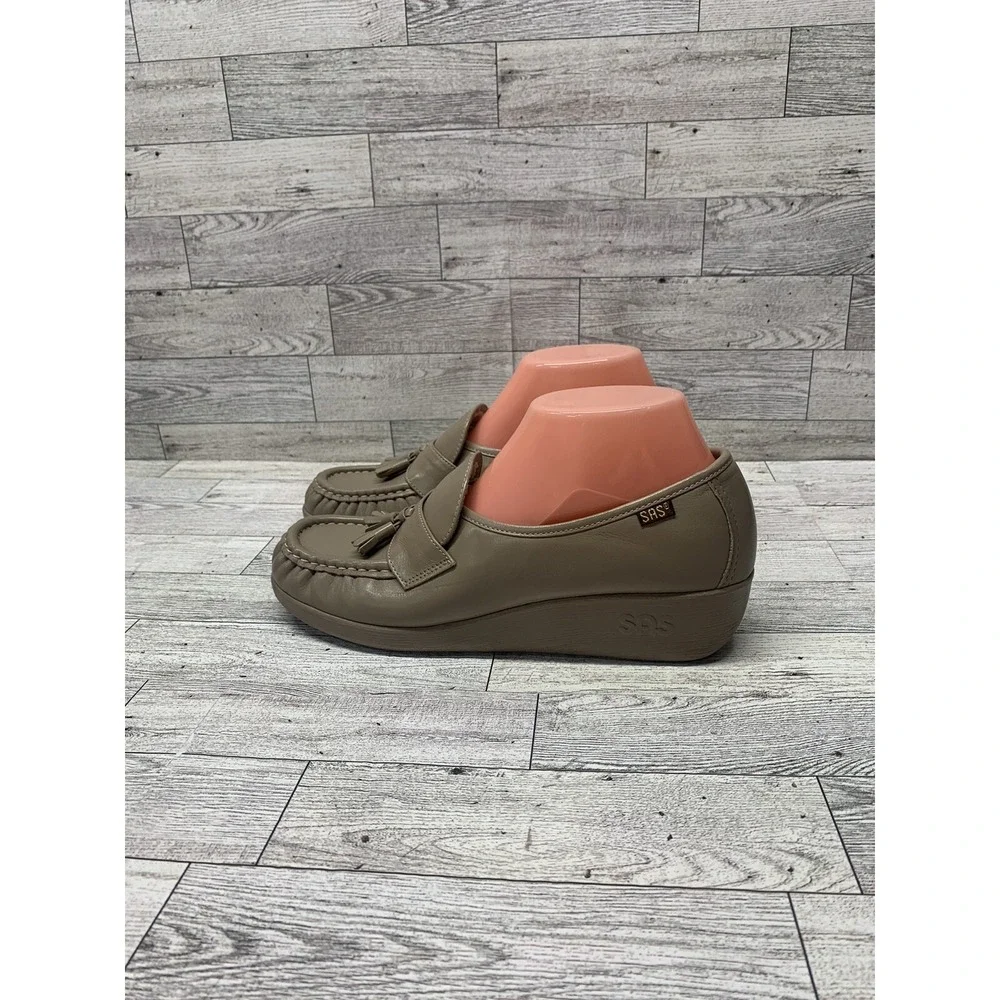 SAS Genuine Leather Loafer Shoes Hand-sewn Tan 8.5S‎